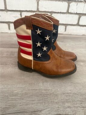Kids' American Flag Western Cowboy Boots - Brown, Navy, Red, White size 10